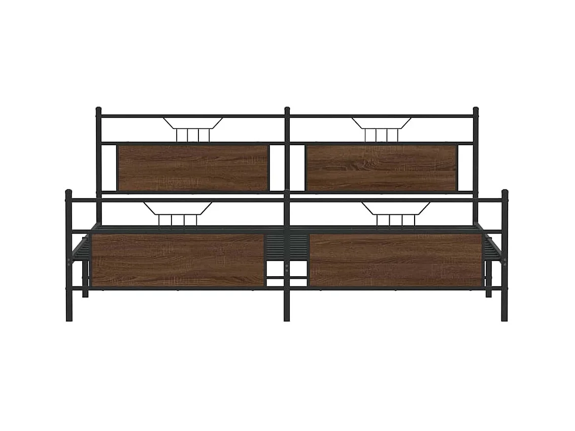 Estrutura cama sem colchão 193x203 cm metal carvalho castanho