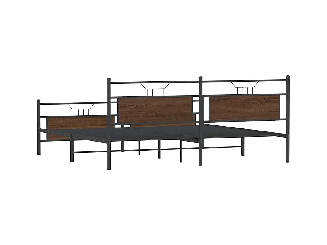 Estrutura cama sem colchão 193x203 cm metal carvalho castanho