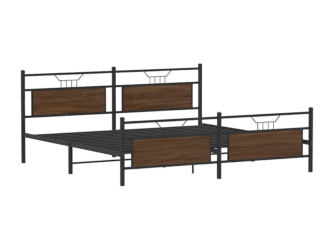 Estrutura cama sem colchão 193x203 cm metal carvalho castanho