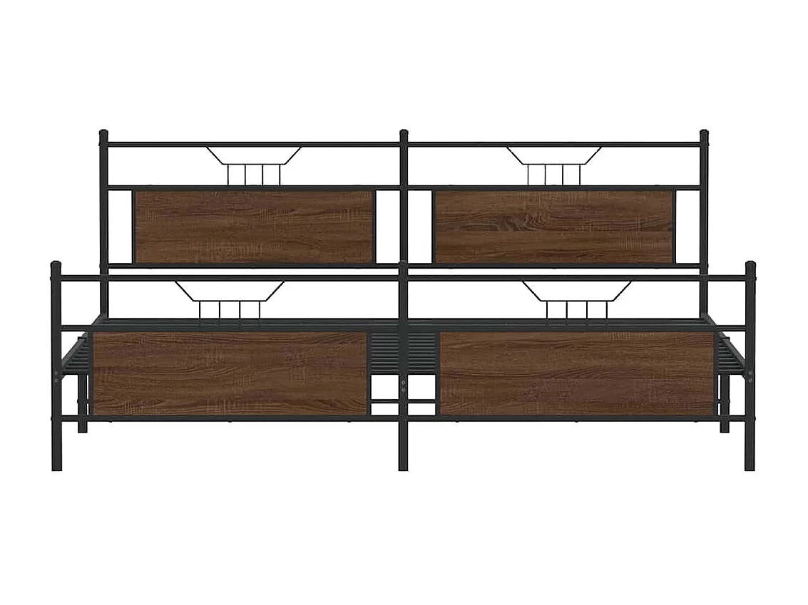 Estrutura cama sem colchão 193x203 cm metal carvalho castanho
