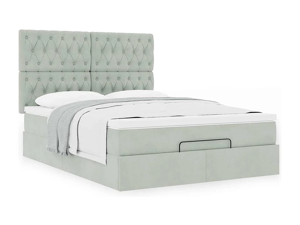 Estructura cama otomana colchones gris claro 140x190cm