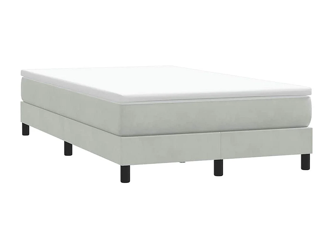 Cama boxspring com colchão 120x220 cm veludo cinzento-claro