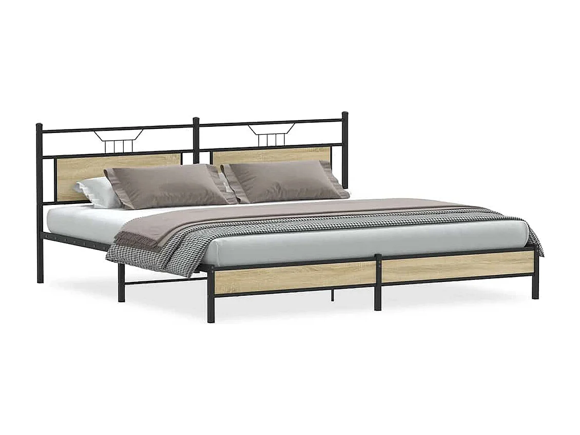 Cadre de lit en métal sans matelas chêne sonoma 193x203 cm