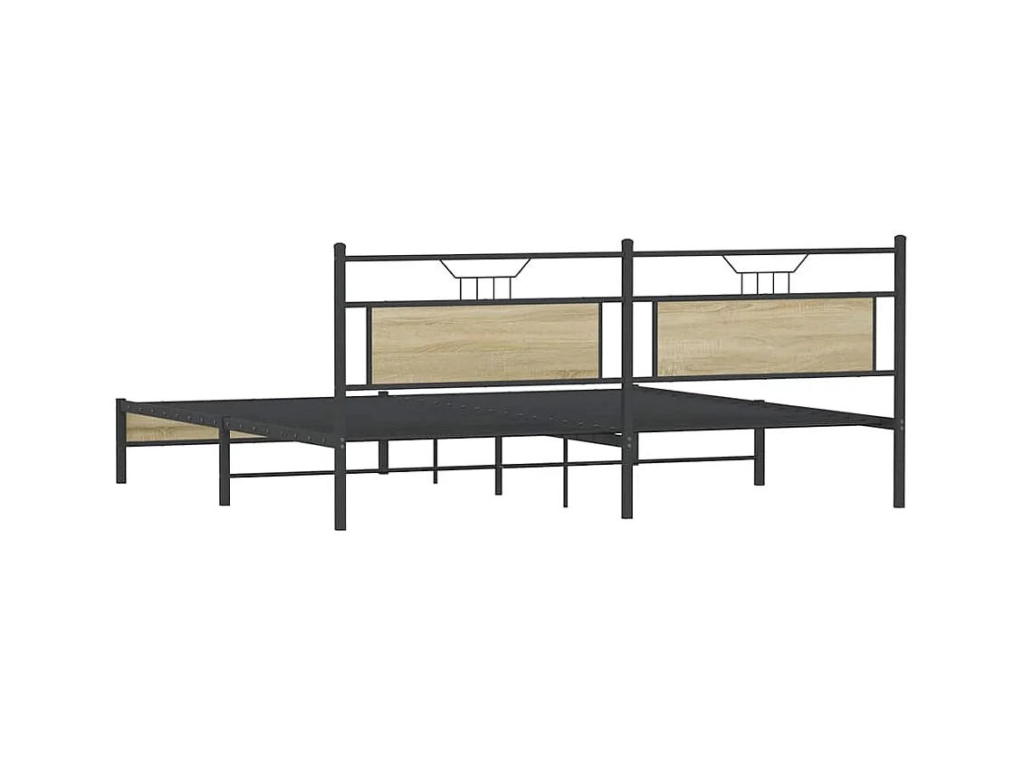 Cadre de lit en métal sans matelas chêne sonoma 193x203 cm