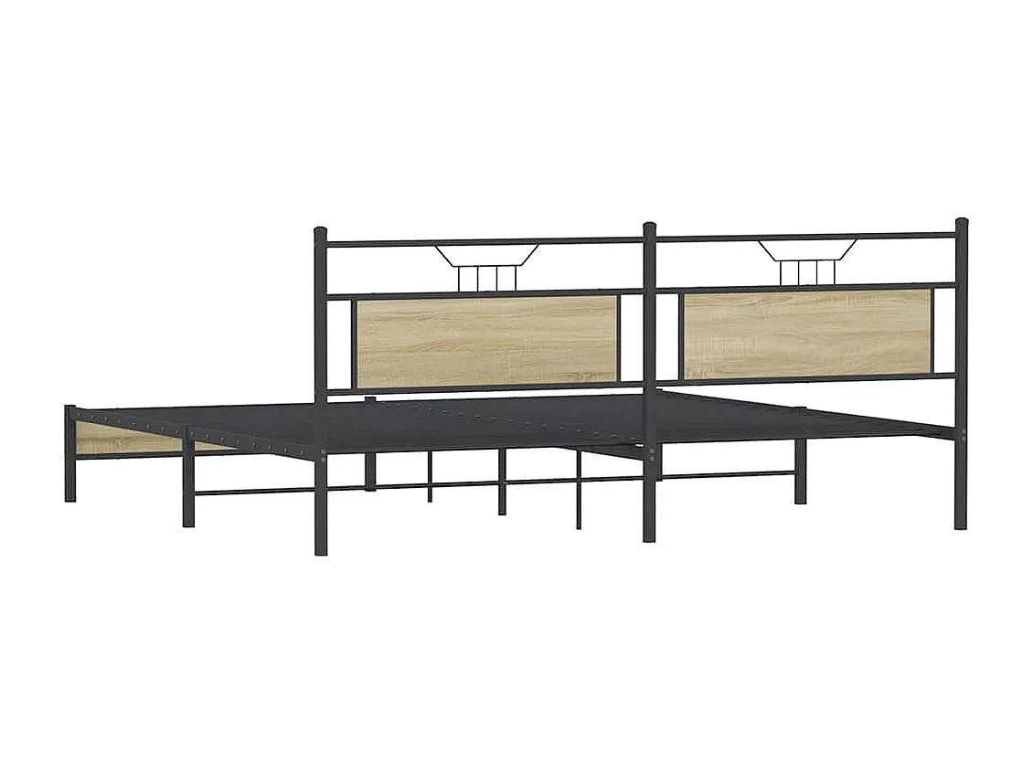 Cadre de lit en métal sans matelas chêne sonoma 193x203 cm