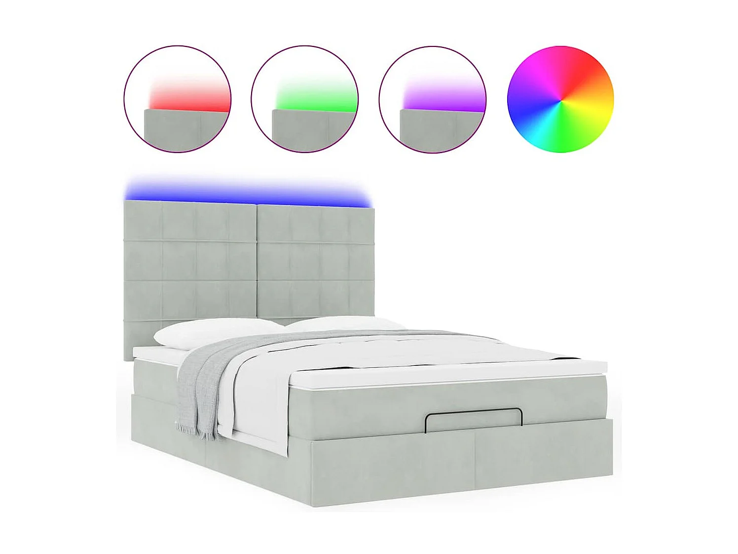 Estructura cama otomana colchones gris claro 140x190cm