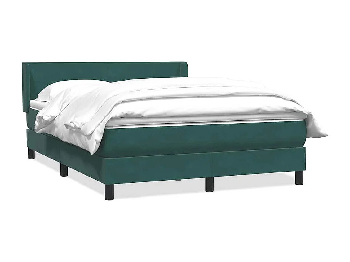 Cama box spring con colchón terciopelo verde oscuro 160x220 cm