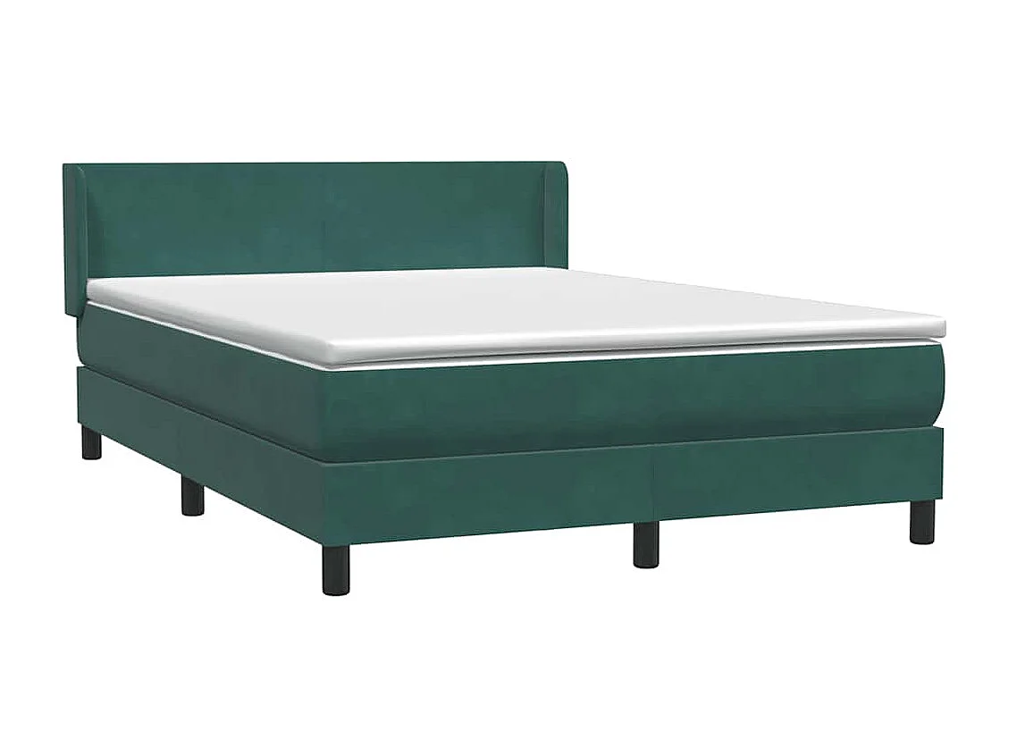 Cama box spring con colchón terciopelo verde oscuro 160x220 cm