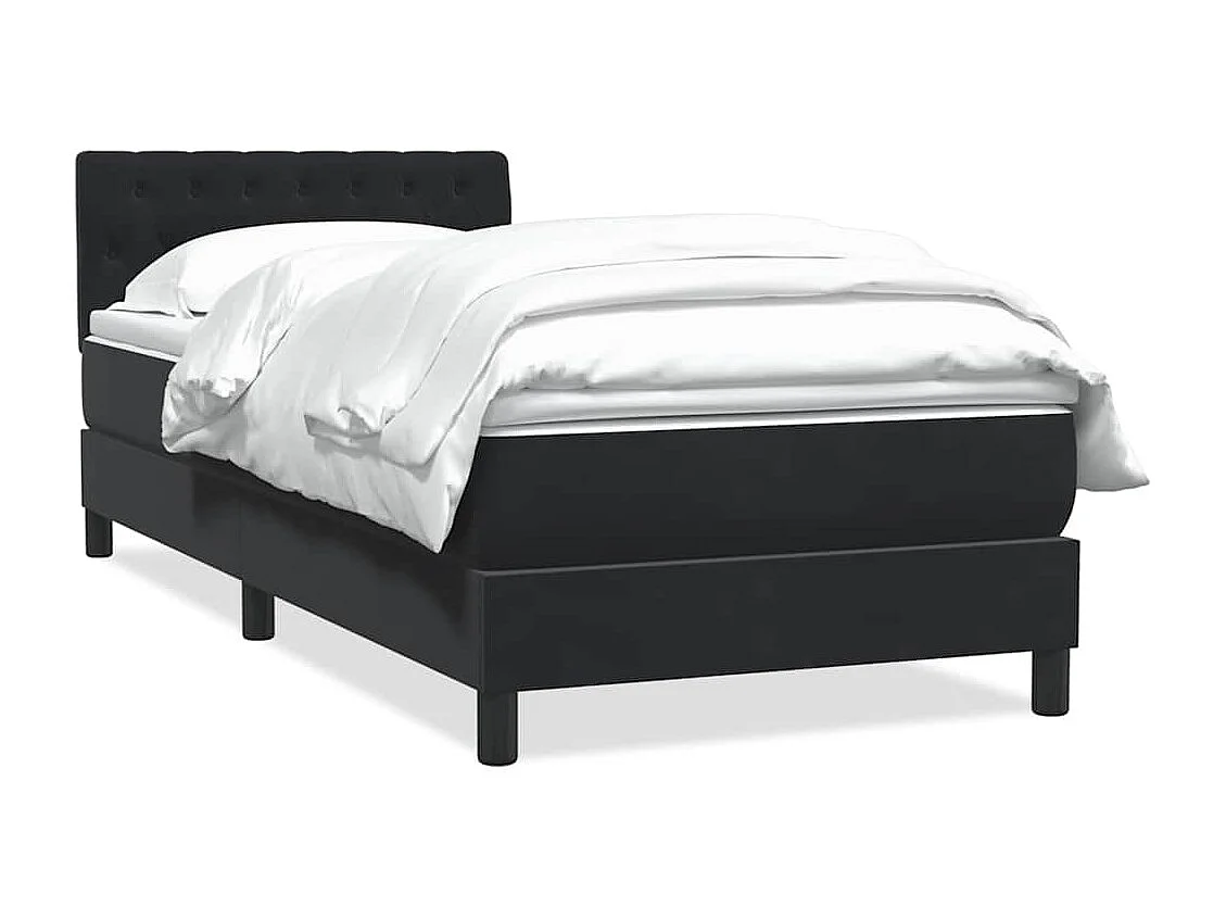 Sommier à lattes de lit avec matelas noir 90x210 cm velours