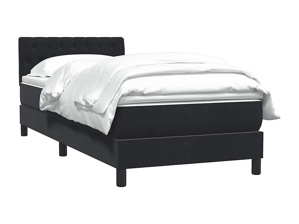 Sommier à lattes de lit avec matelas noir 90x210 cm velours