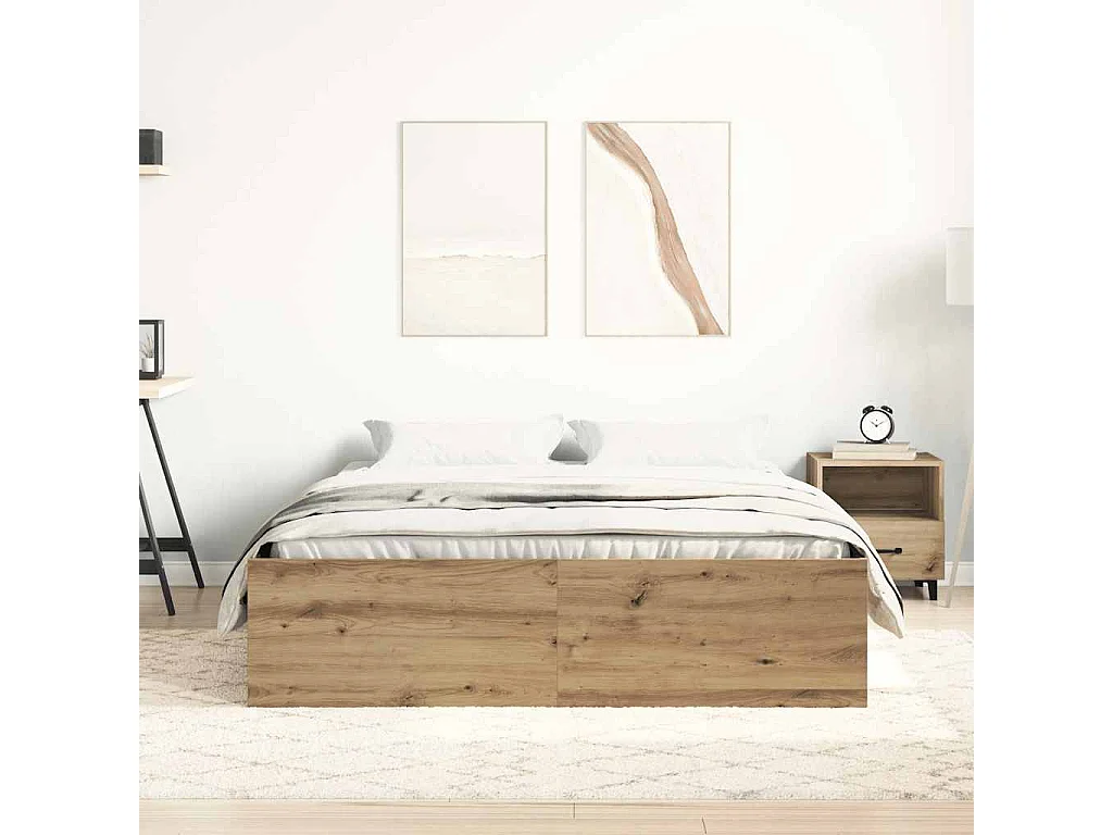 Estructura de cama sin colchón roble artesanal 120x190 cm