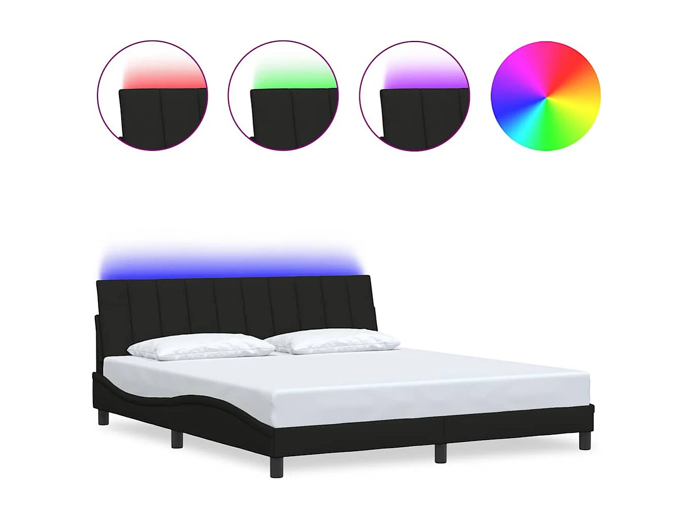 Cadre de lit sans matelas noir 180x200 cm tissu