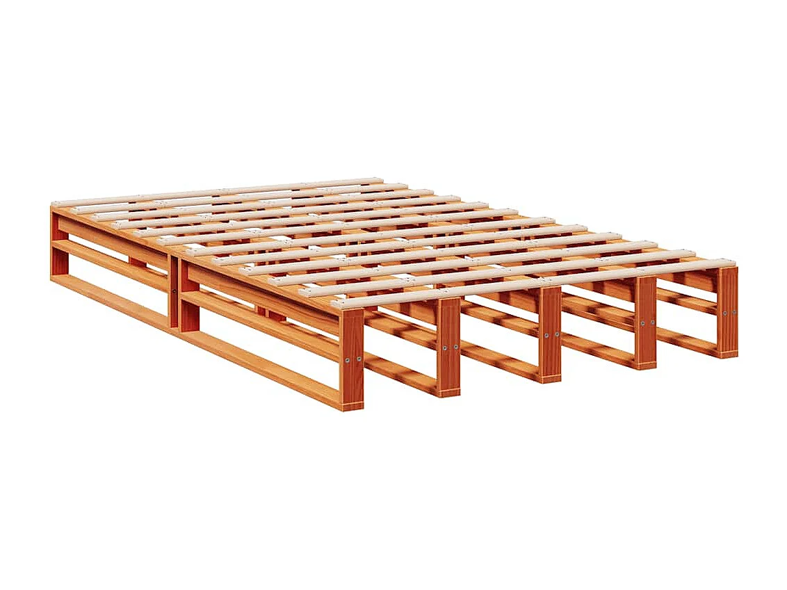 Lit bibliothèque sans matelas cire marron 120x190cm pin massif