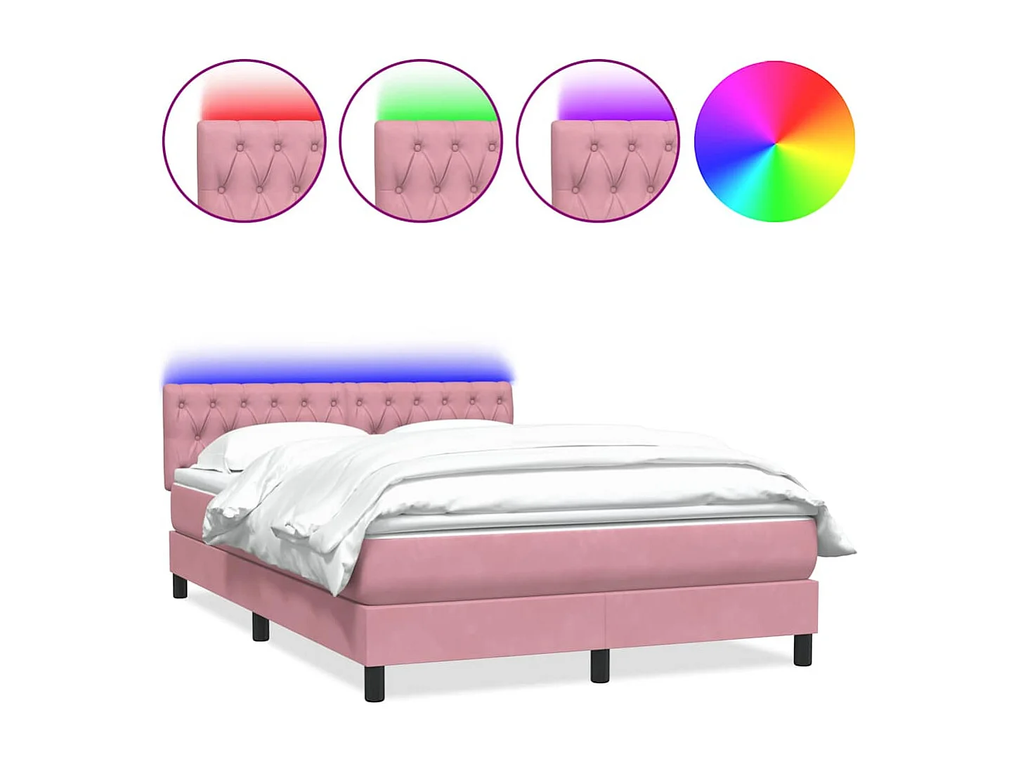 Sommier à lattes de lit avec matelas rose 160x210 cm velours