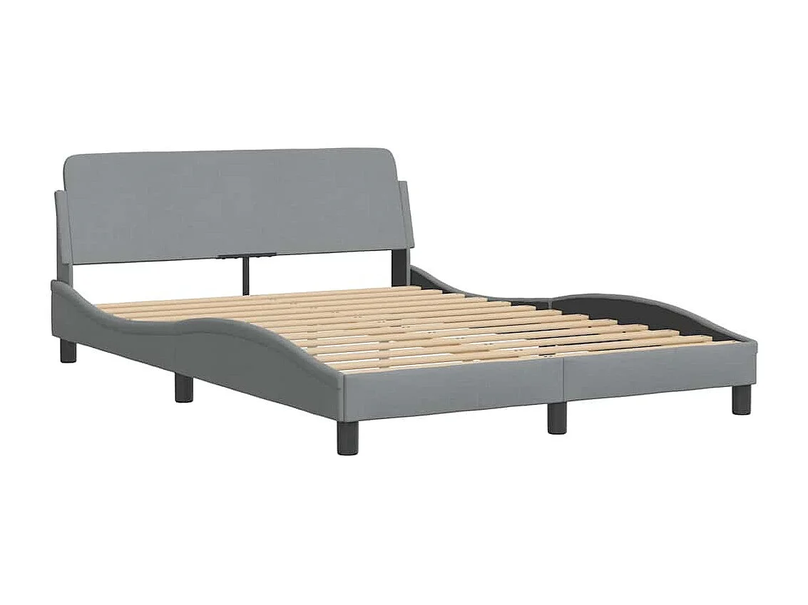 Cadre de lit avec LED sans matelas gris clair 140x190 cm tissu