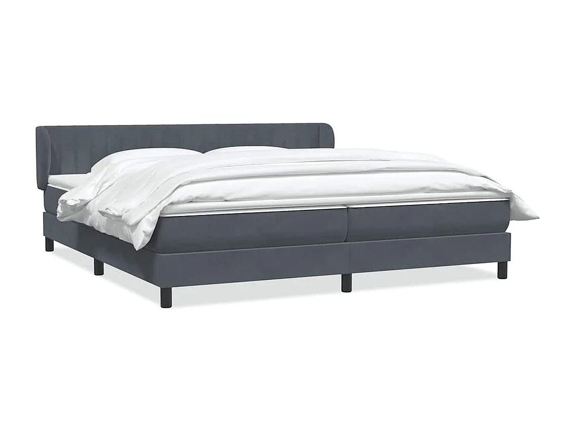 Cama box spring con colchones terciopelo gris oscuro 180x210 cm