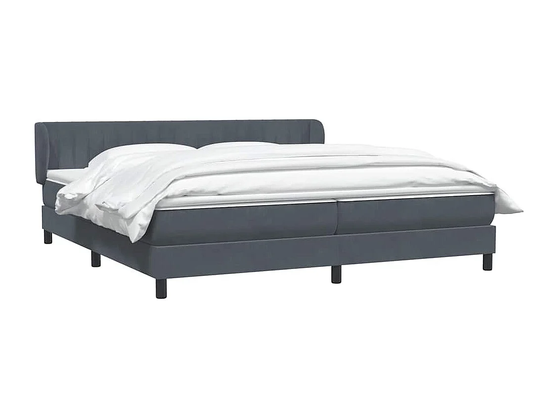 Cama box spring con colchones terciopelo gris oscuro 180x210 cm