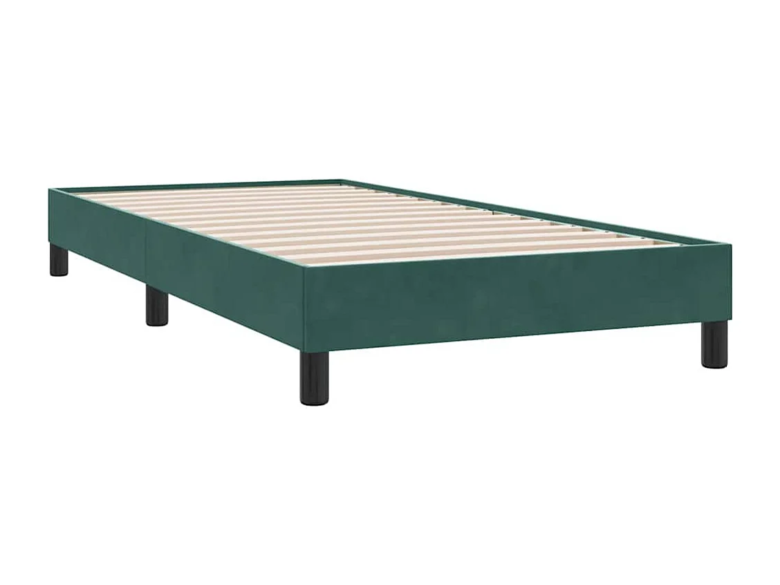 Cama com molas/colchão 100x210 cm veludo verde-escuro