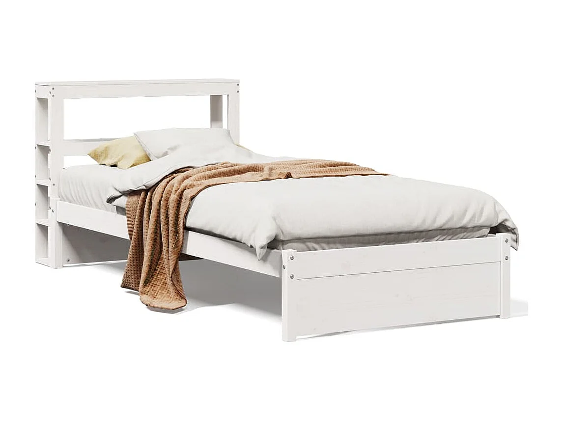 Cadre de lit avec tête de lit sans matelas blanc 90x190 cm