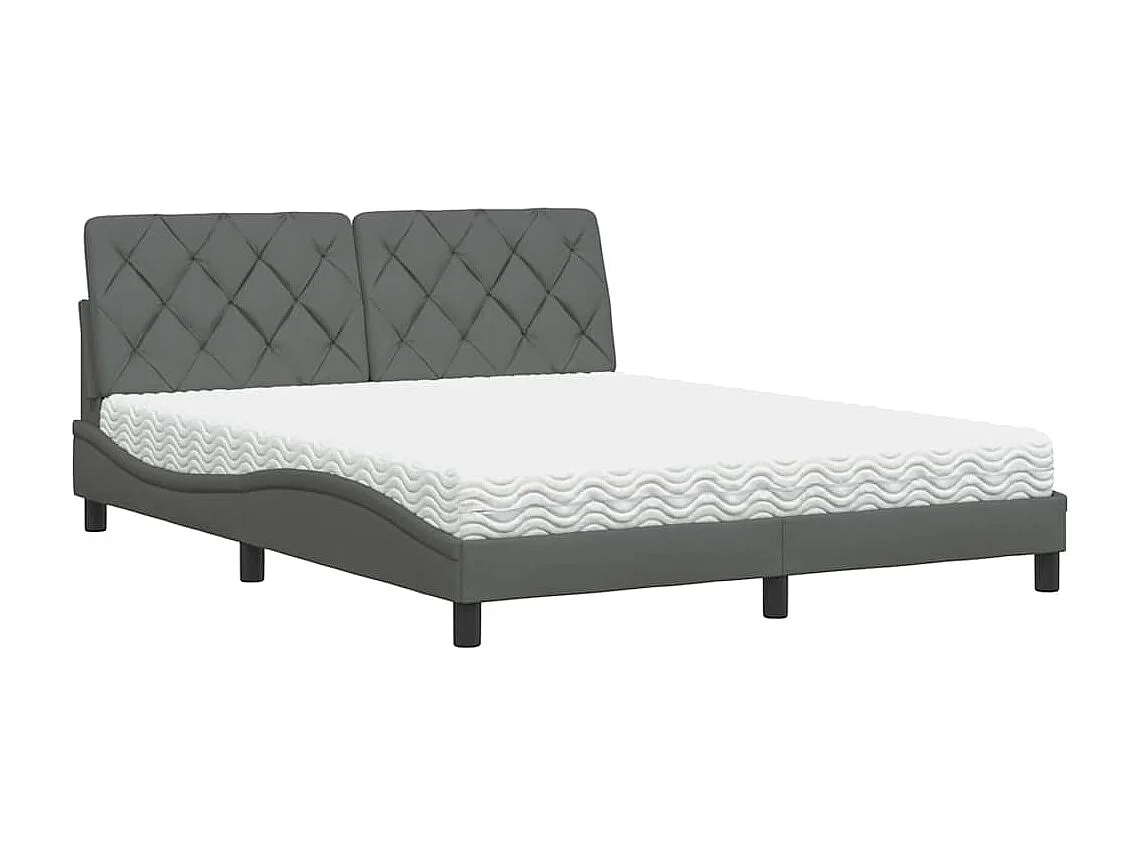 Lit avec matelas gris foncé 160x200 cm tissu