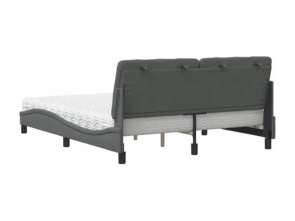 Lit avec matelas gris foncé 160x200 cm tissu
