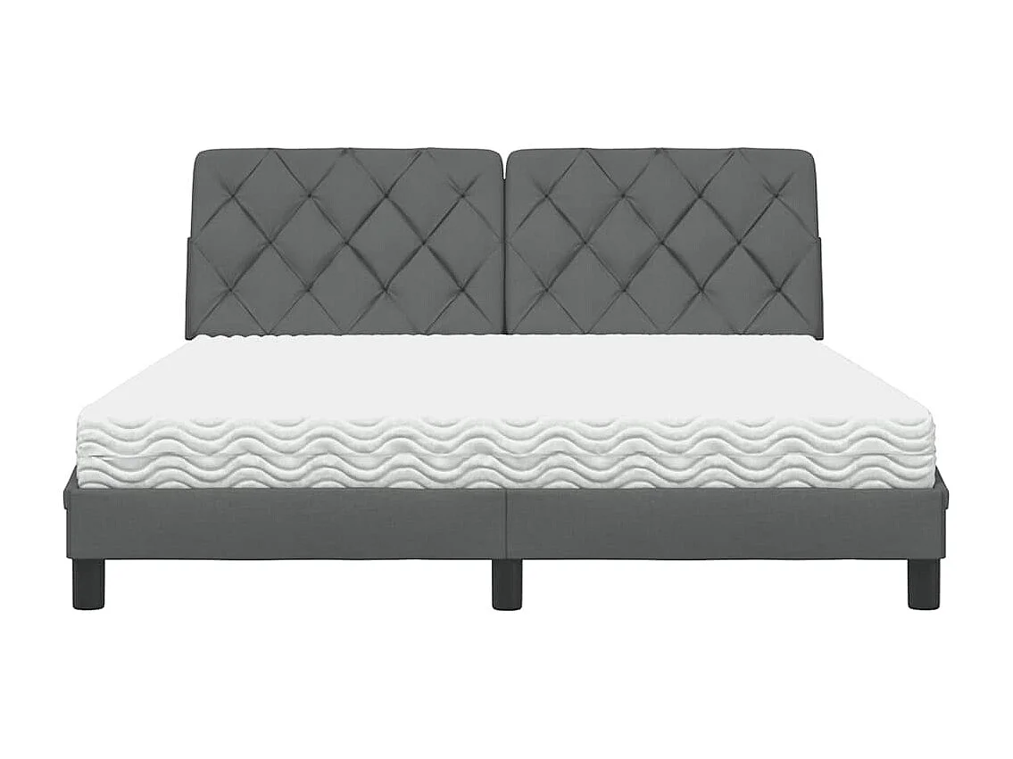 Lit avec matelas gris foncé 160x200 cm tissu