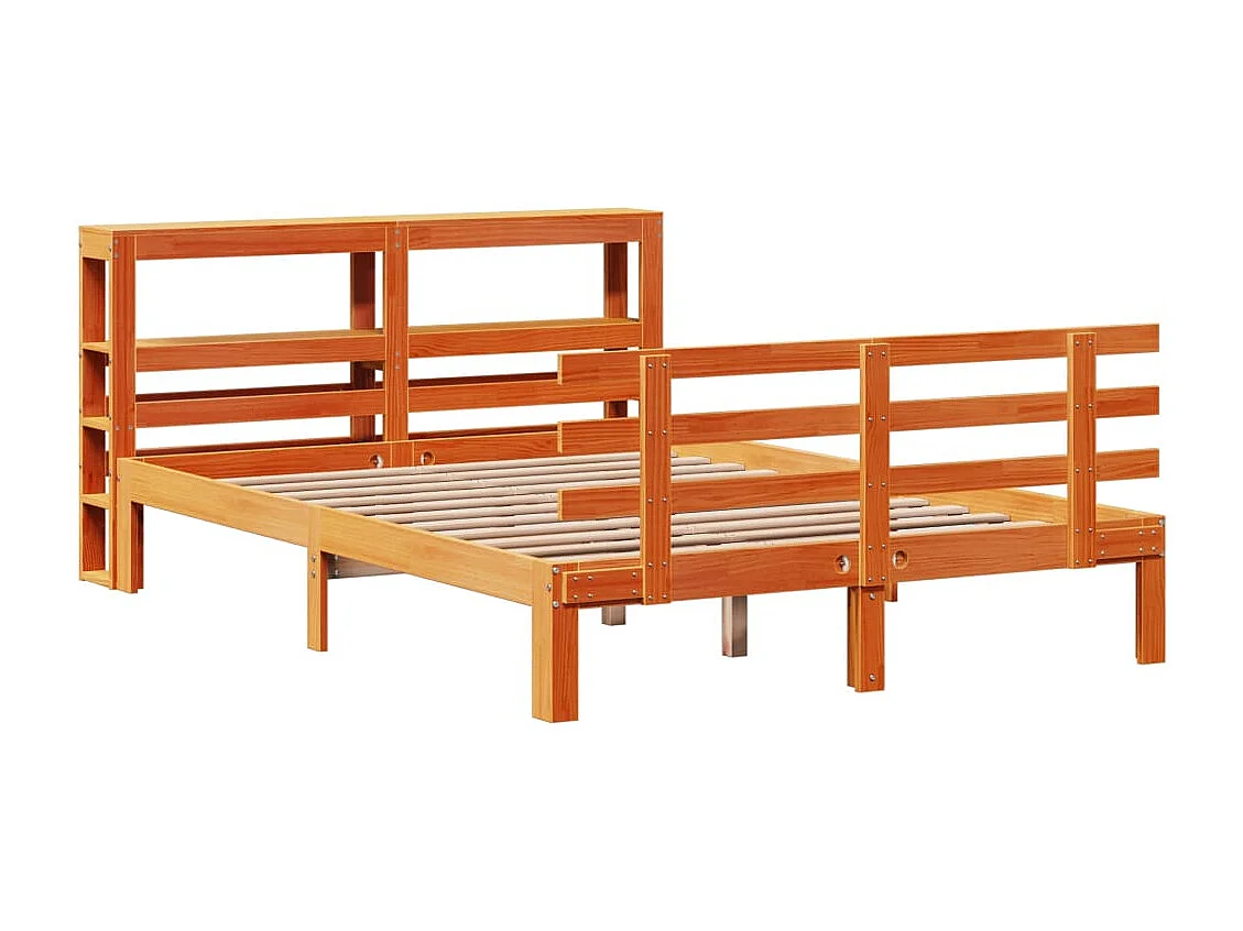 Cadre de lit et tête de lit sans matelas cire marron 120x190 cm