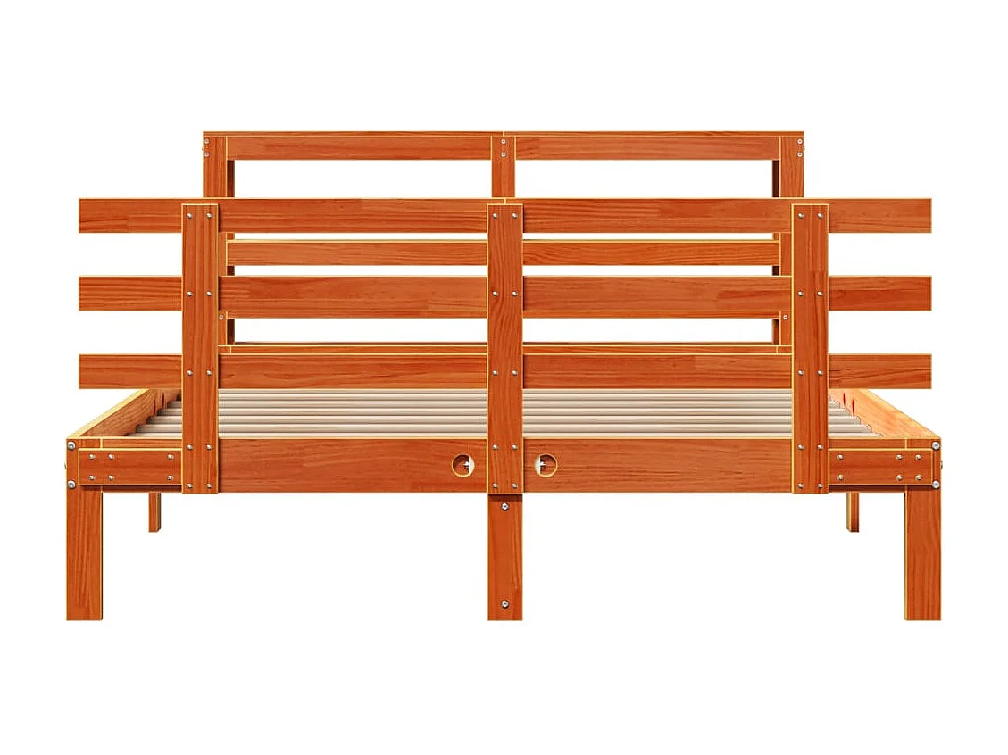 Bedframe met hoofdbord massief grenenhout wasbruin 120x190 cm