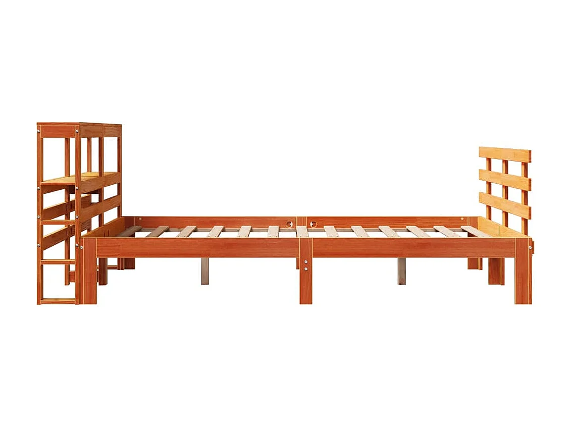 Bedframe met hoofdbord massief grenenhout wasbruin 120x190 cm
