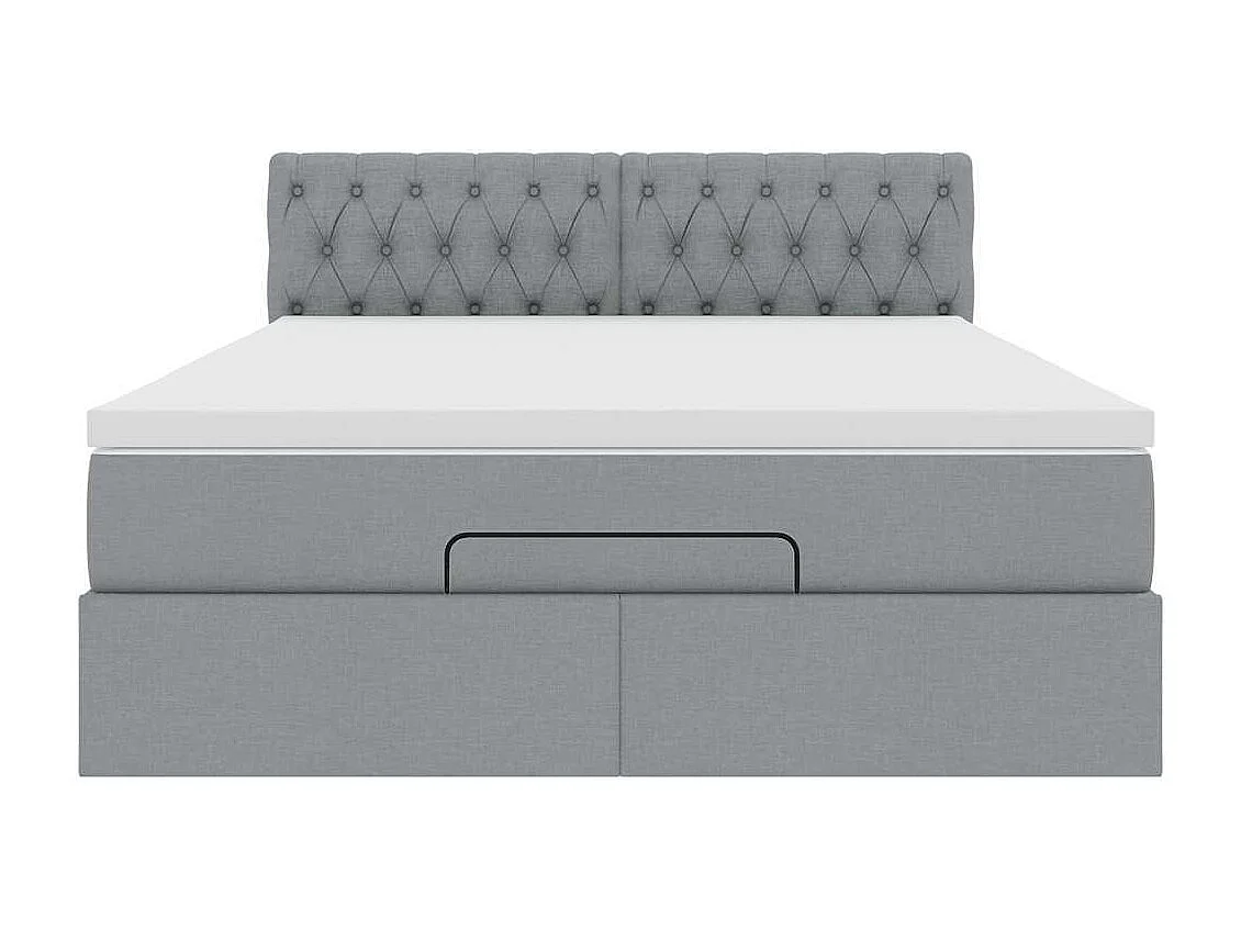 Lit ottoman avec matelas gris clair 140x190 cm tissu