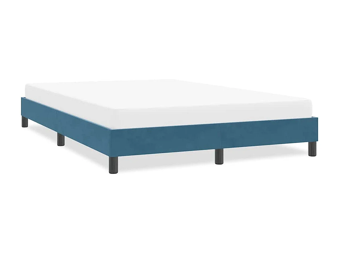 Cadre de lit sans matelas bleu foncé 140x210 cm velours