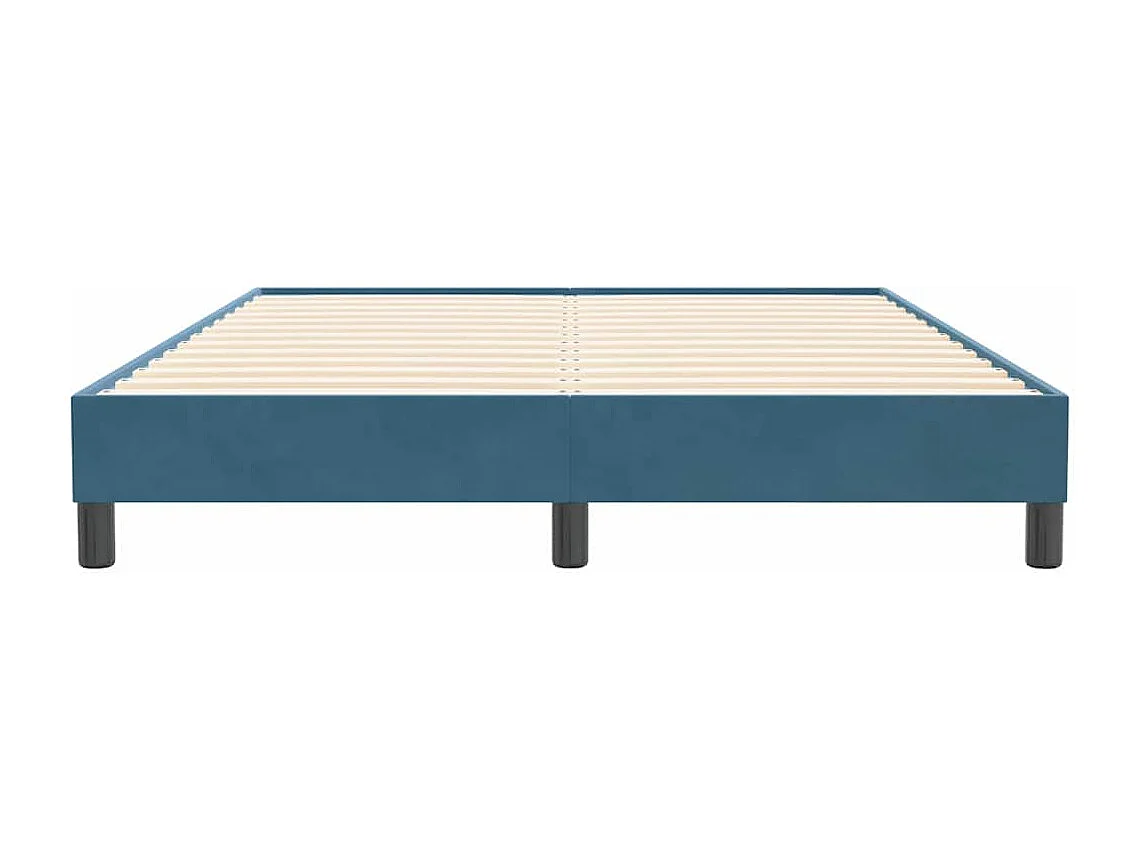 Cadre de lit sans matelas bleu foncé 140x210 cm velours