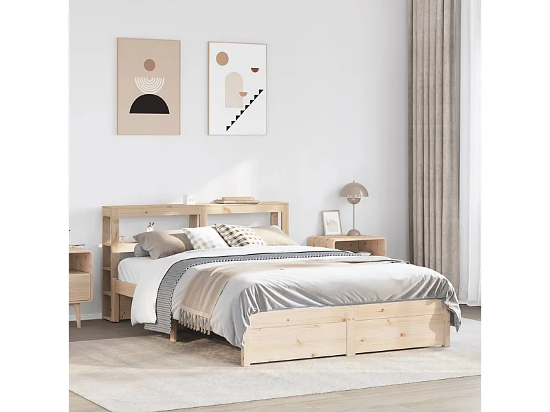 Bedframe met hoofdbord massief grenenhout 160x200 cm