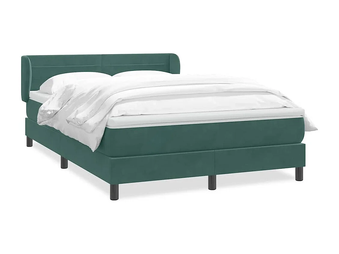 Cama box spring con colchón terciopelo verde oscuro 160x220 cm