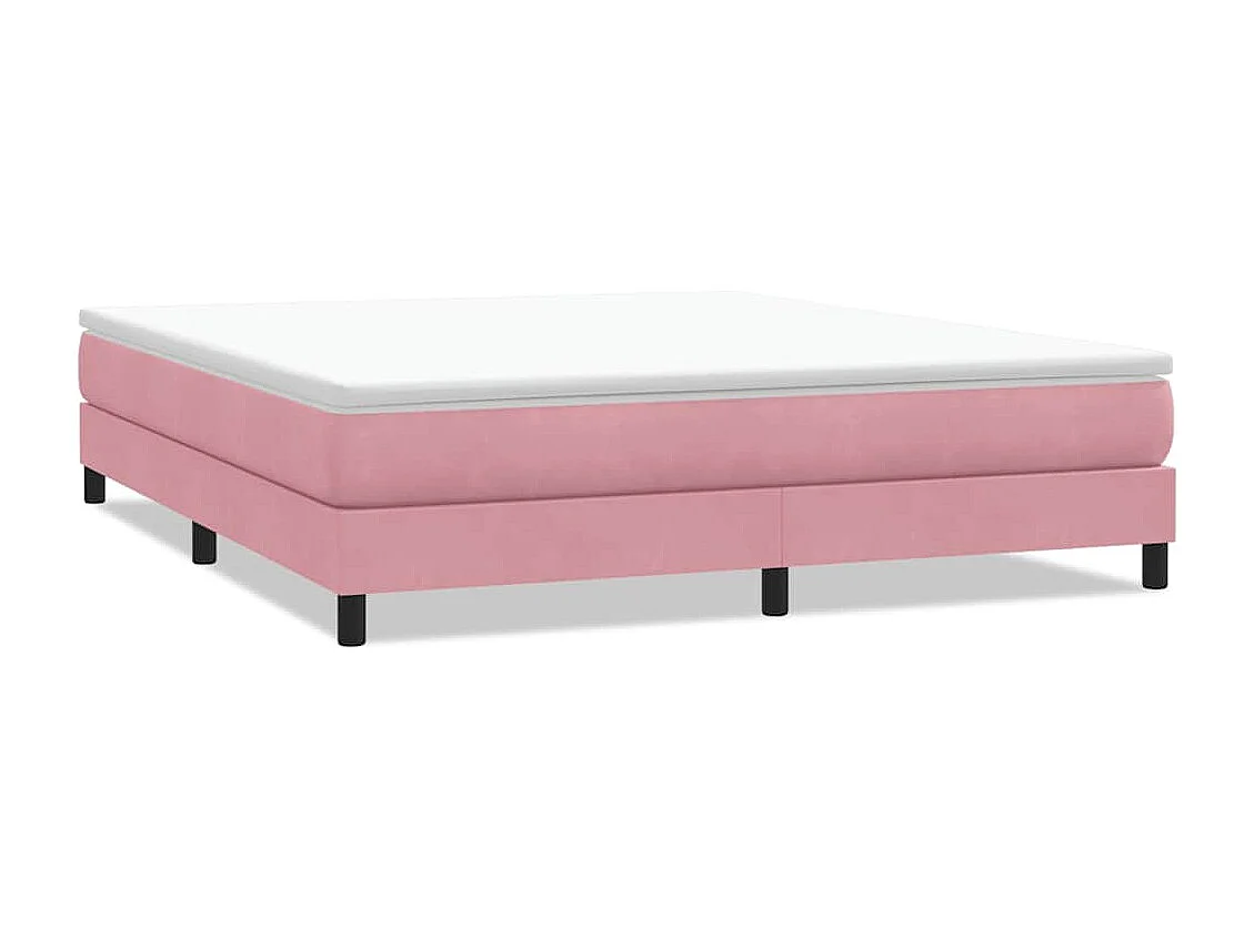 Cama box spring sin colchón terciopelo rosa 180x210 cm