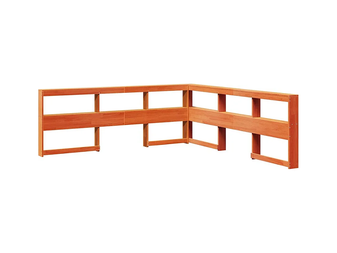 Lit bibliothèque sans matelas cire marron 200x200 cm pin massif