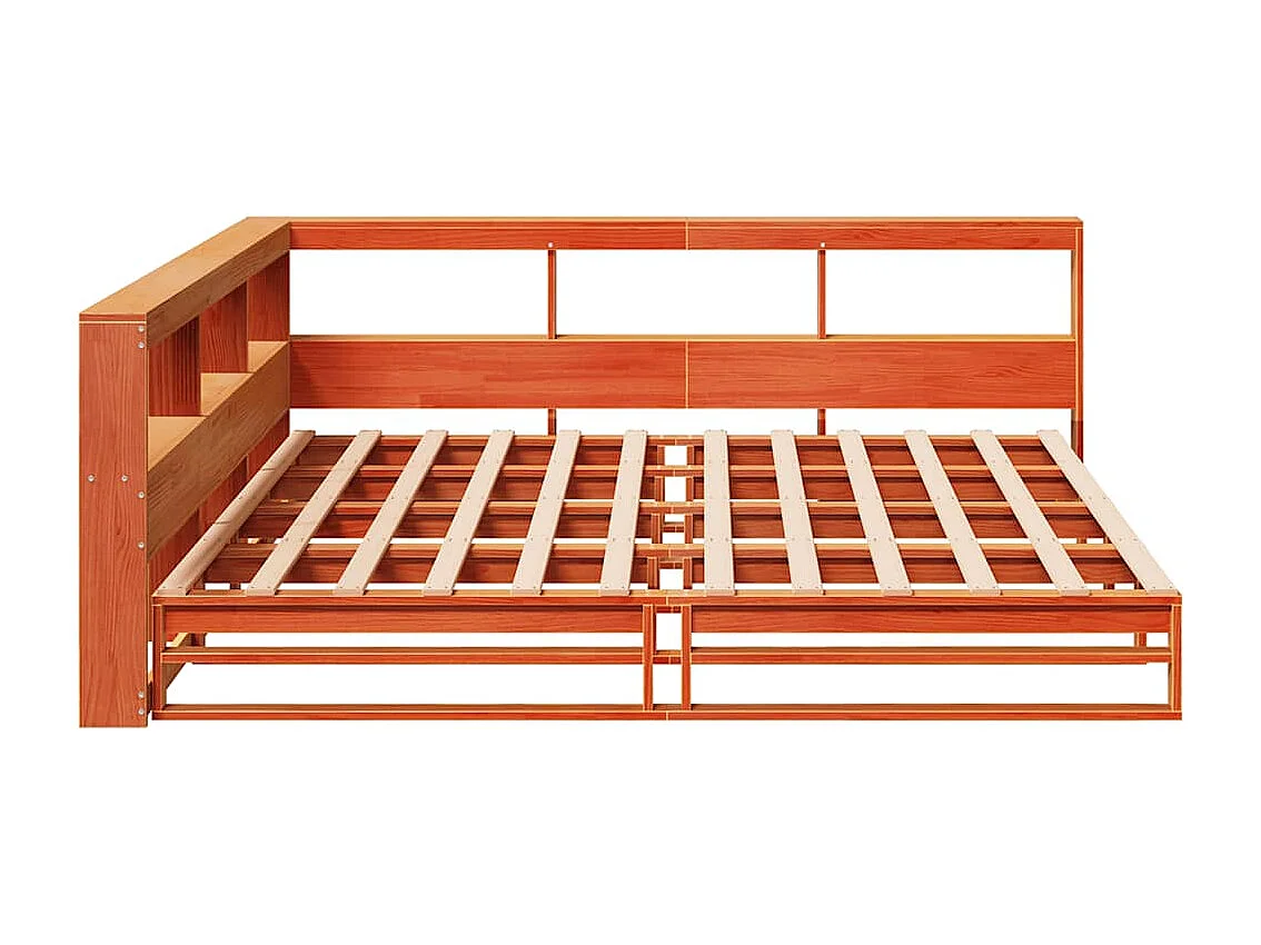 Cama con estantería sin colchón madera maciza marrón 200x200 cm