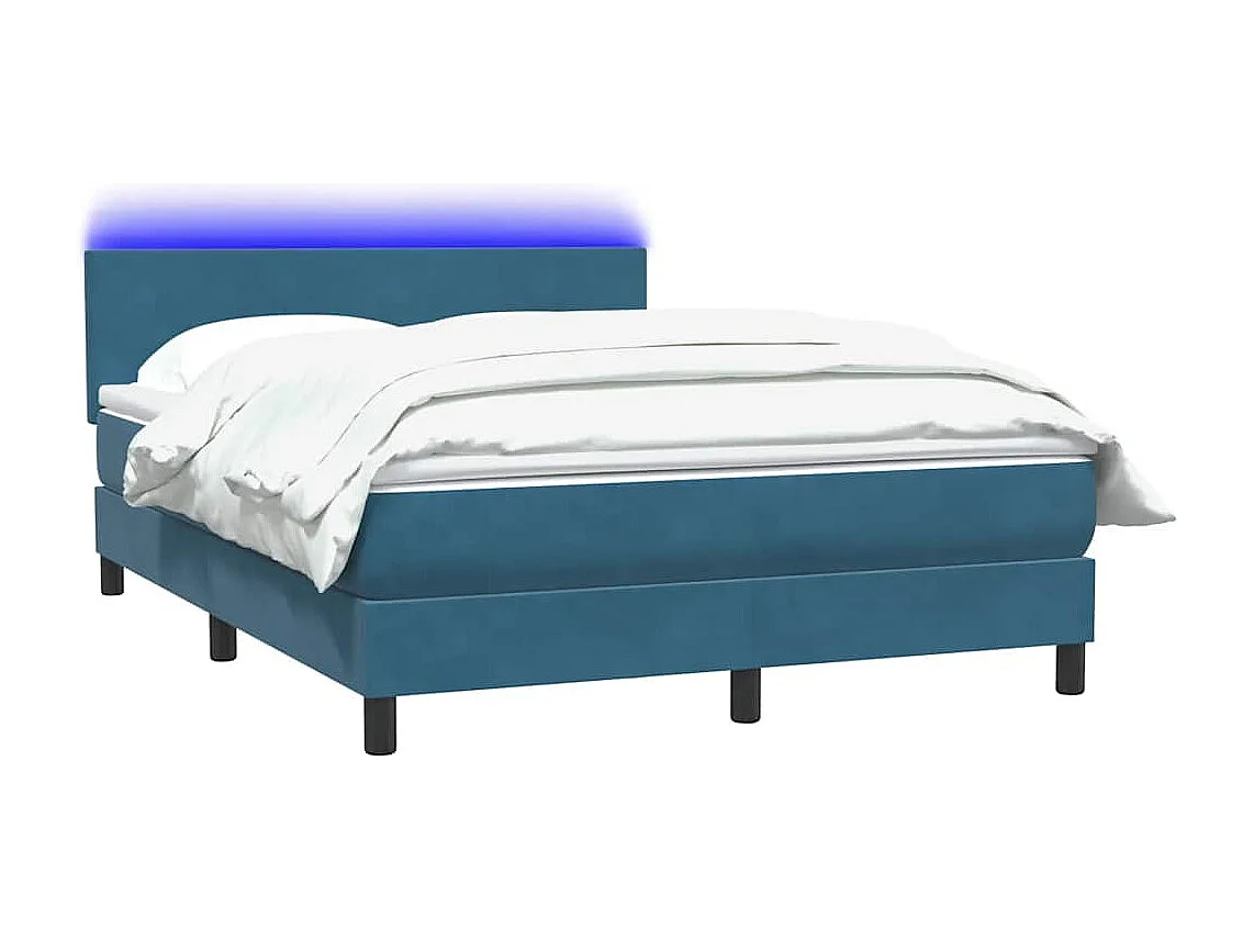 Cama box spring con colchón terciopelo azul oscuro 140x220 cm