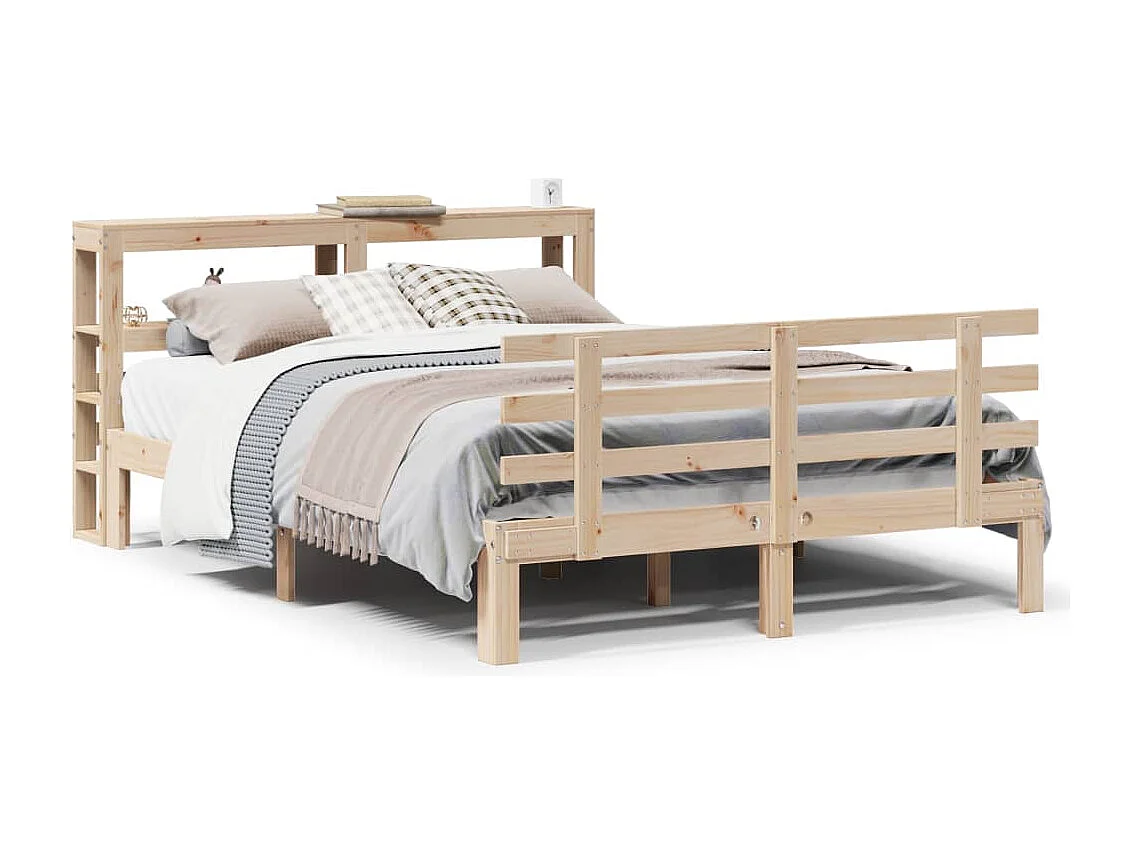 Estructura de cama con cabecero madera maciza pino 140x190 cm