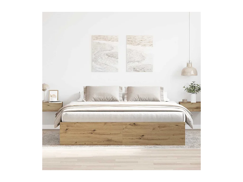 Cadre de lit sans matelas chêne artisanal 180x200 cm