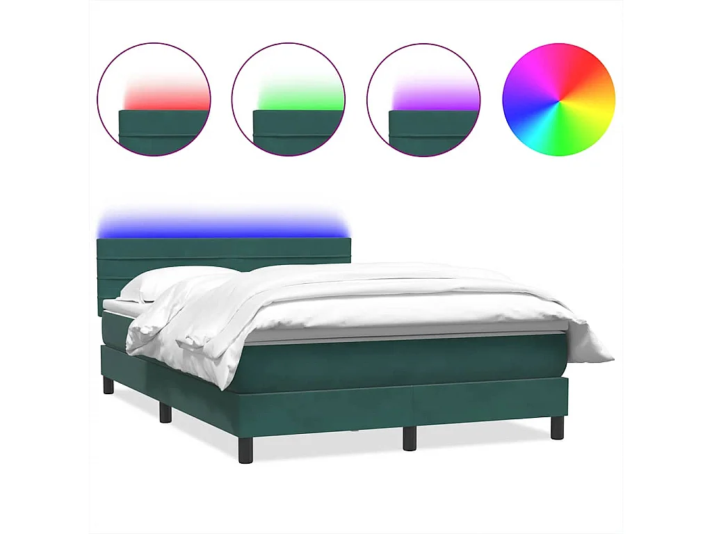 Cama box spring con colchón terciopelo verde oscuro 140x210 cm
