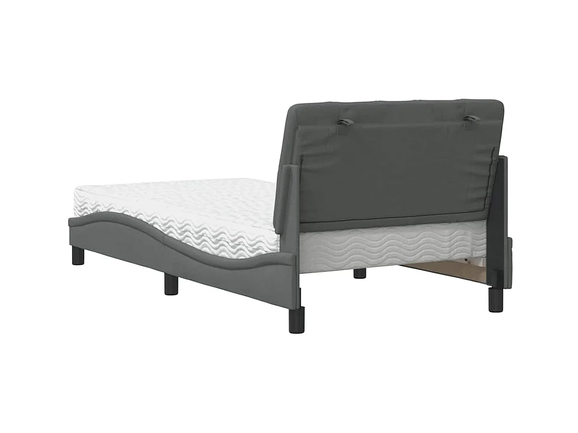 Lit avec matelas gris foncé 100x200 cm tissu