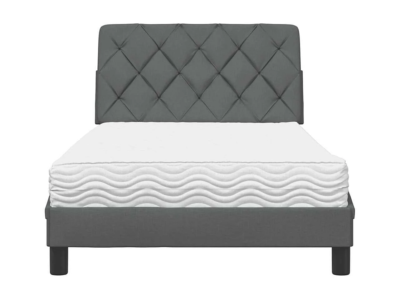 Cama con colchón tela gris oscuro 100x200 cm