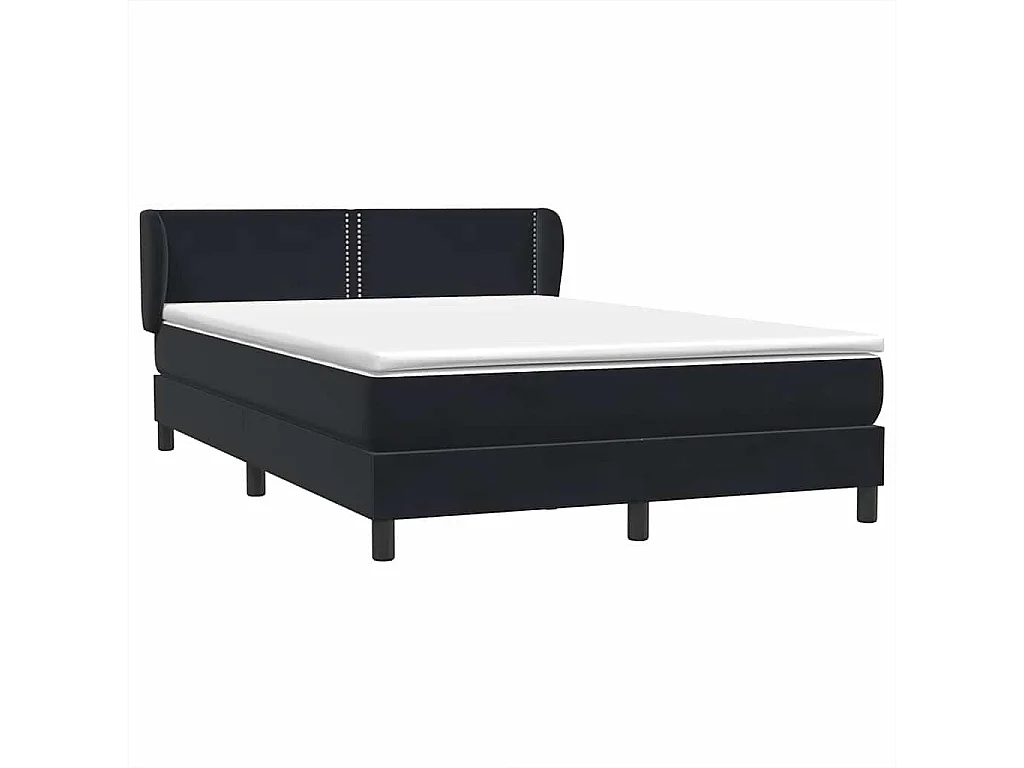 Cama box spring con colchón terciopelo negro 140x210 cm