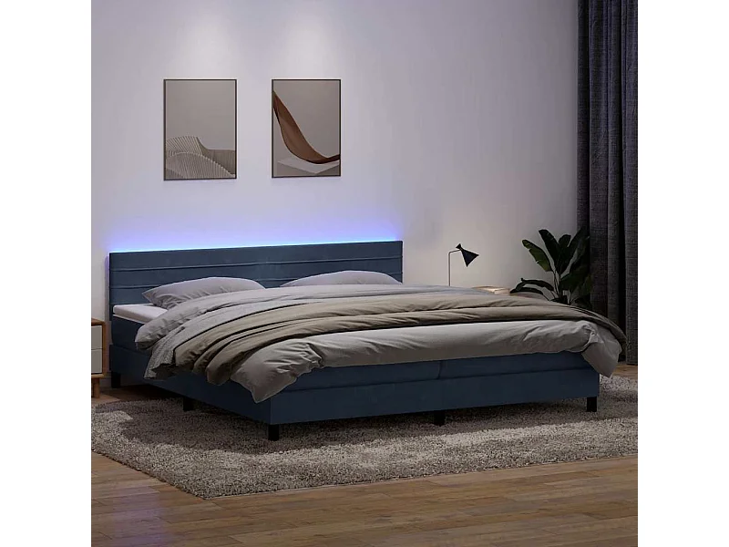 Cama box spring con colchón terciopelo gris oscuro 180x210 cm