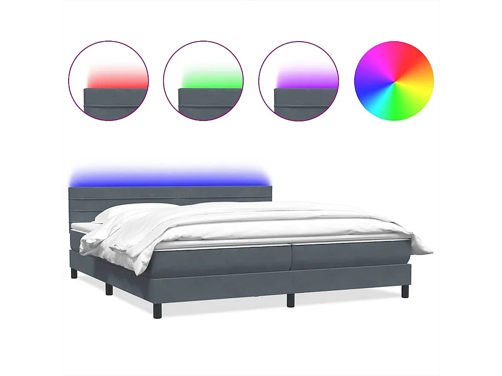 Cama box spring con colchón terciopelo gris oscuro 180x210 cm