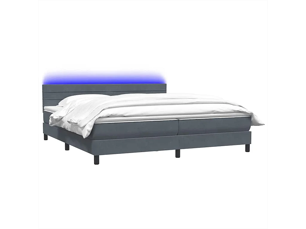 Cama box spring con colchón terciopelo gris oscuro 180x210 cm