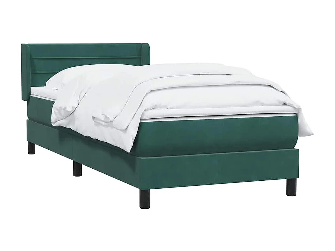 Cama com molas/colchão verde-escuro 80x220 cm veludo