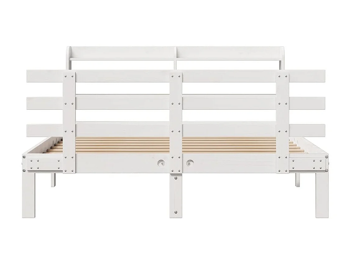 Estructura de cama con cabecero sin colchón blanco 140x200 cm