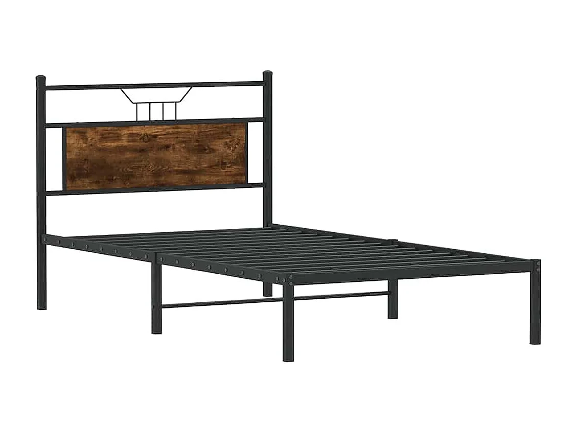 Cadre de lit sans matelas chêne fumé 107x203 cm bois ingénierie